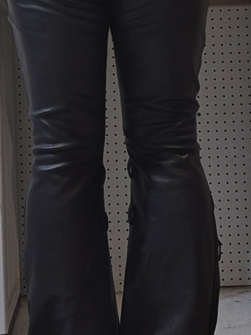 Dolls Kill Black Faux Leather Flare Pants